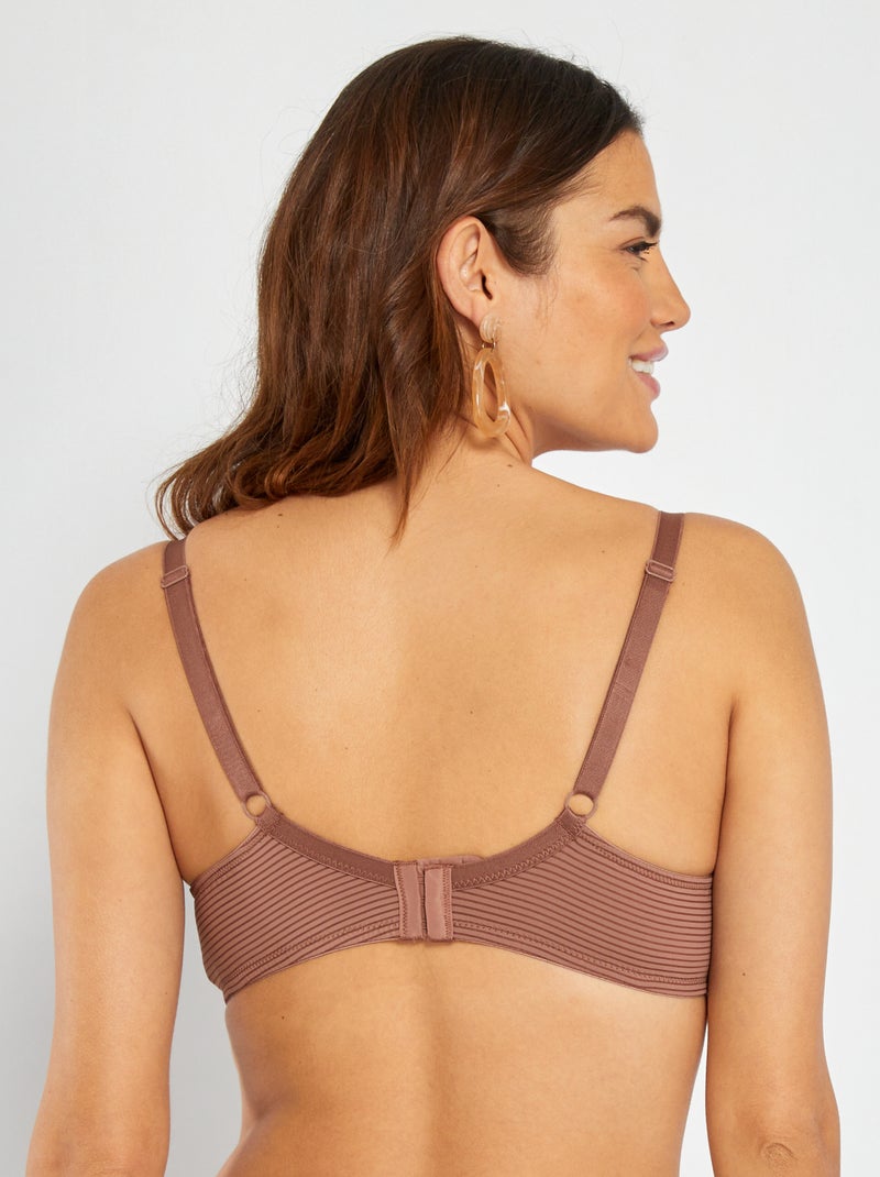 Reggiseno in microfibra a righe fini traforate D&E MARRONE - Kiabi