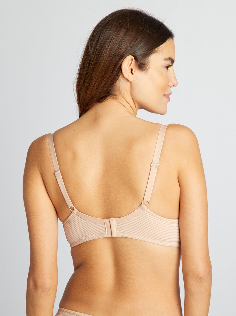 Reggiseno in microfibra a righe fini traforate D&E ROSA - Kiabi