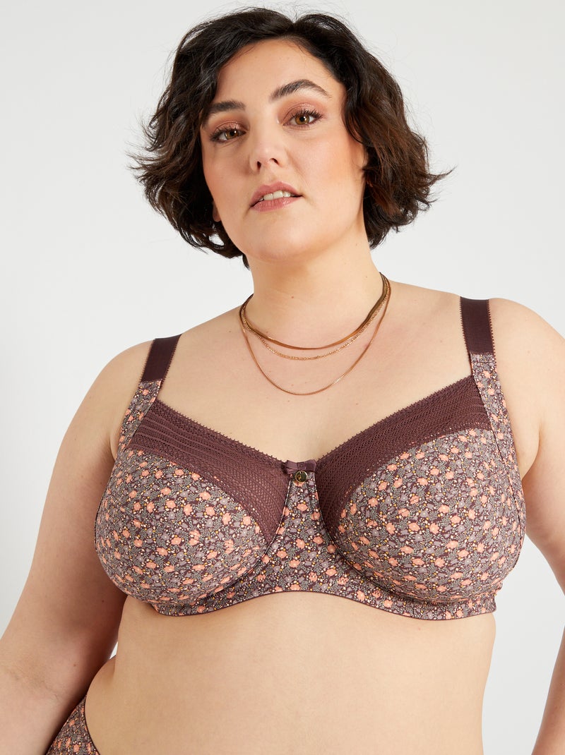 Reggiseno in microfibra e pizzo VIOLA - Kiabi