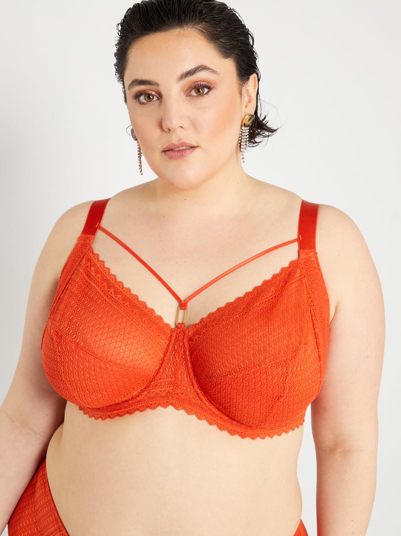 Reggiseno in pizzo arancio - Kiabi