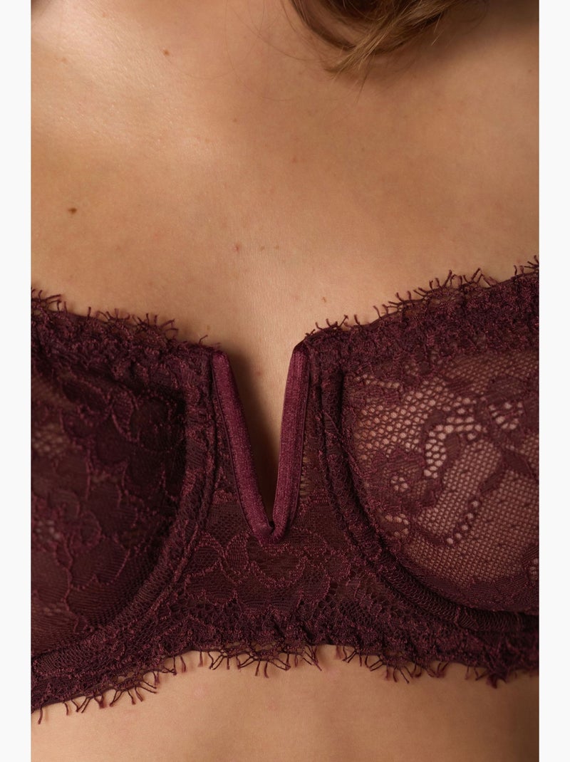 Reggiseno in pizzo con ferretto penti Rosso bordeaux - Kiabi