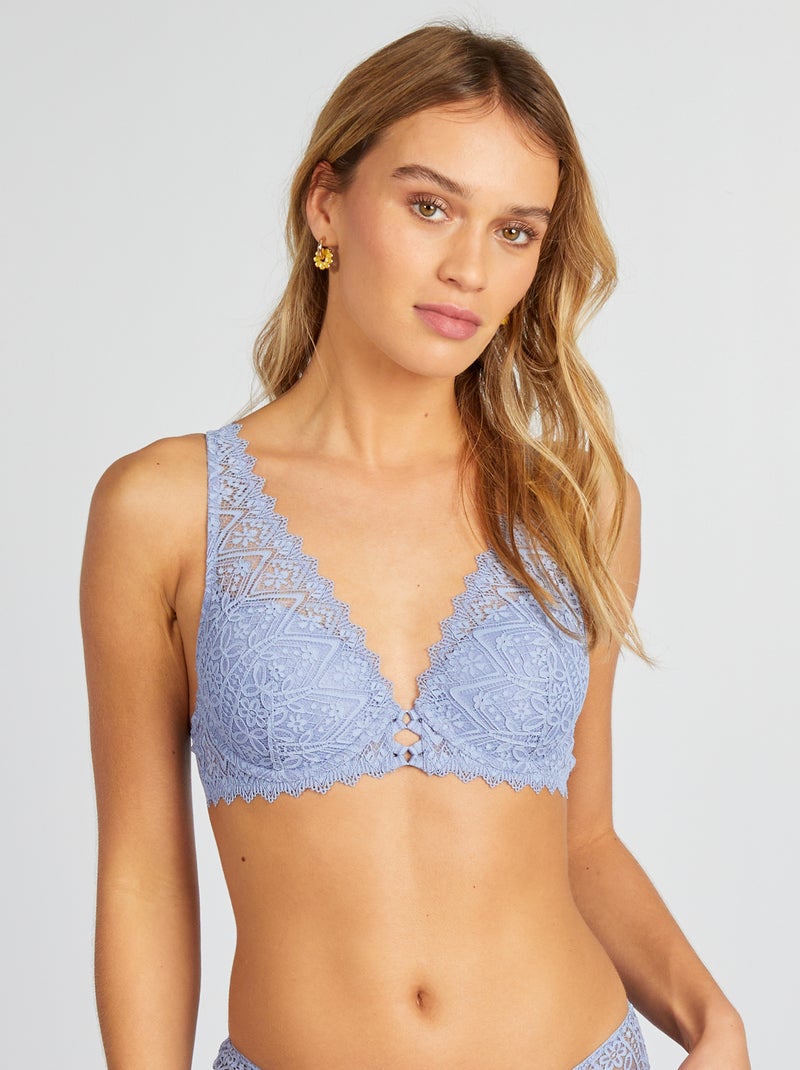 Reggiseno in pizzo con scollo profondo BLU - Kiabi