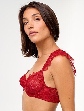 Reggiseno in pizzo con spalline a volant