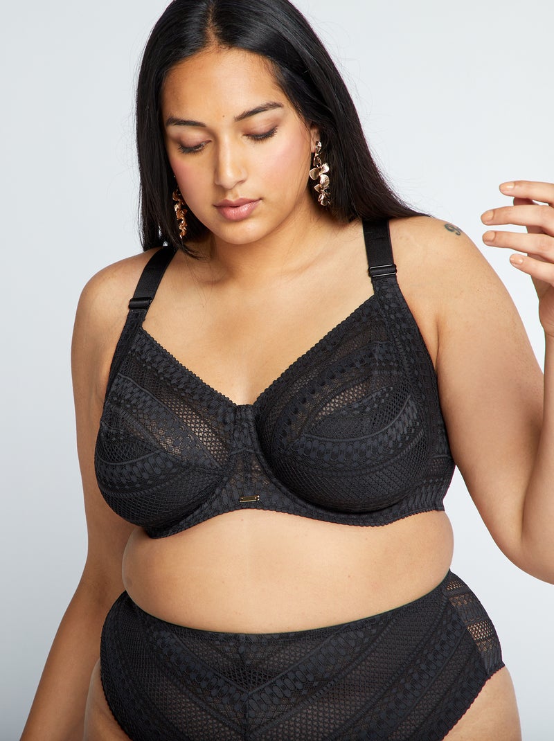 Reggiseno in pizzo con spalline olimpioniche nero - Kiabi