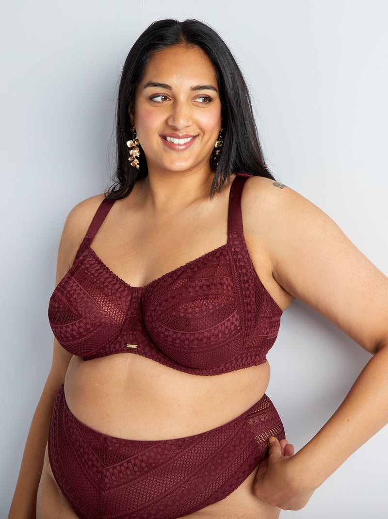 Reggiseno in pizzo con spalline olimpioniche ROSSO - Kiabi