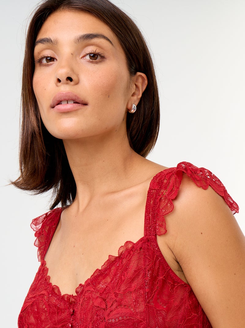 Reggiseno in pizzo coppe D&E Rosso - Kiabi
