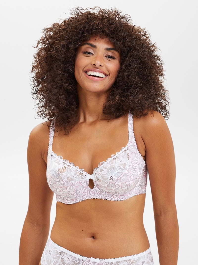 Reggiseno in pizzo e microfibra fantasia 'Sans Complexe' ROSA - Kiabi