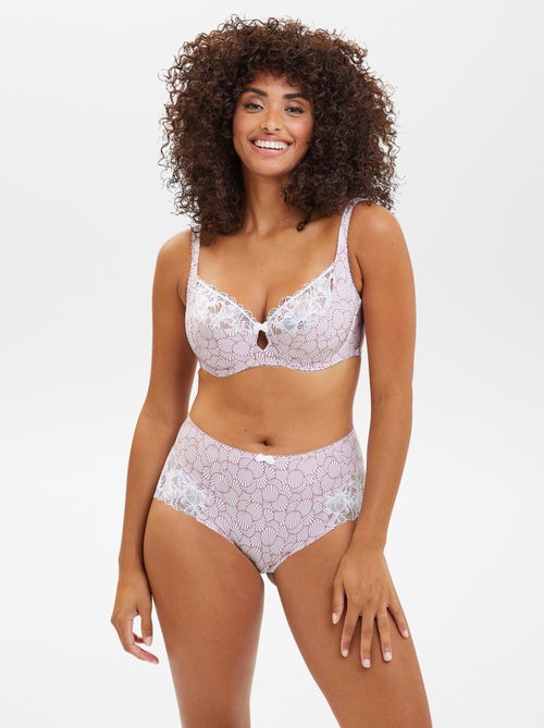 Reggiseno in pizzo e microfibra fantasia 'Sans Complexe' - Kiabi