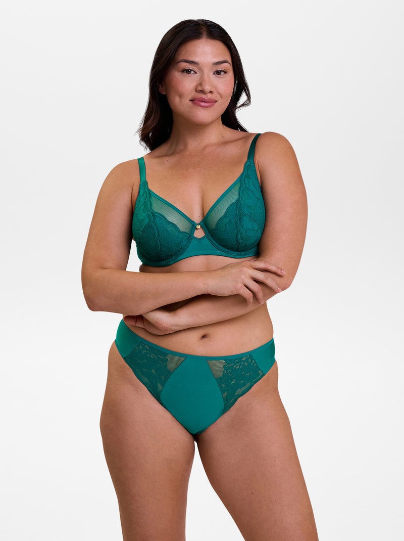 Reggiseno in pizzo, microfibra e tulle 'Sans complexe' VERDE - Kiabi