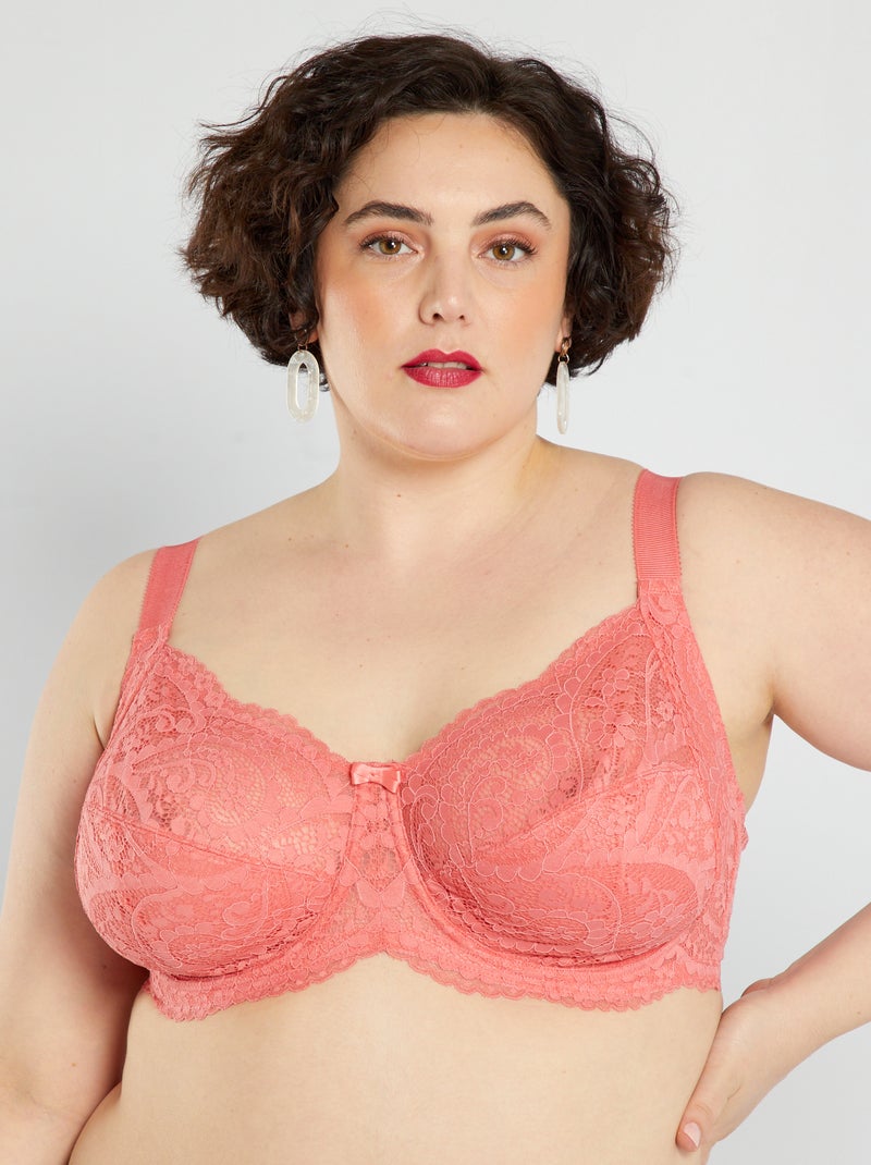 Reggiseno in pizzo rosa - Kiabi