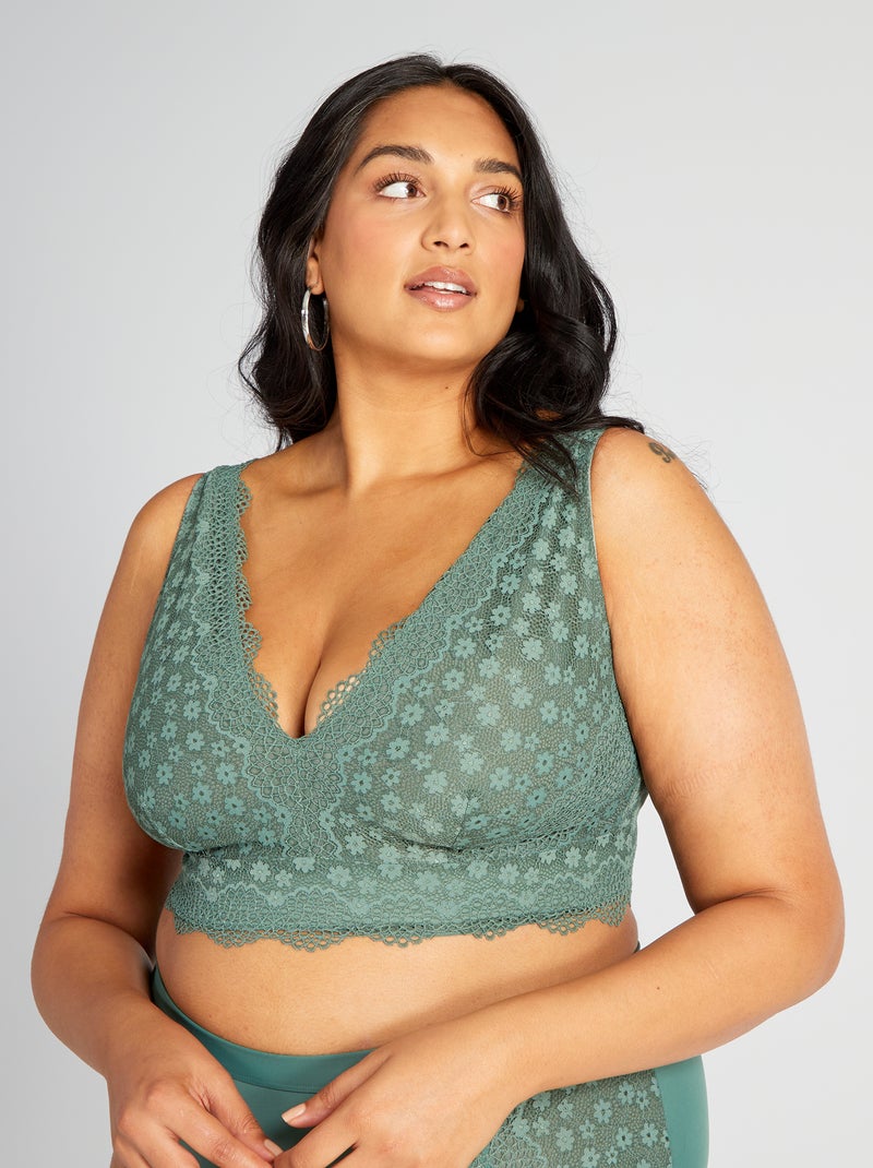 Reggiseno in pizzo senza ferretto grigio verde - Kiabi