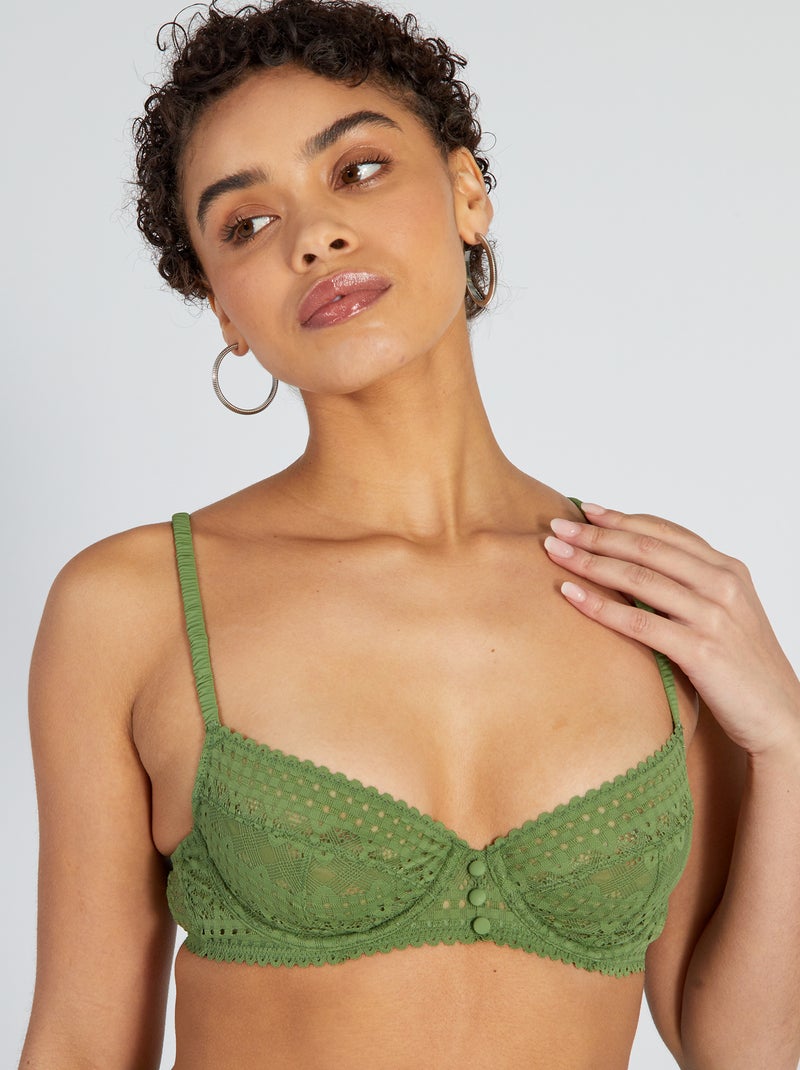 Reggiseno in pizzo traforato VERDE - Kiabi