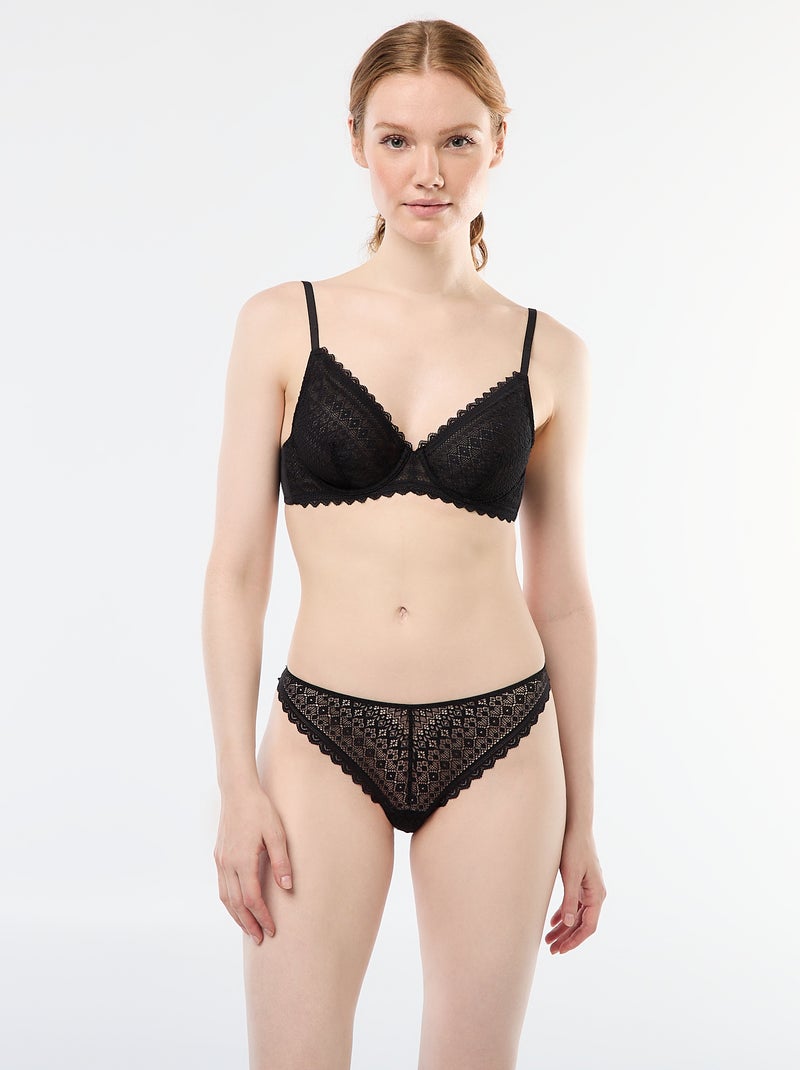 Reggiseno in pizzo trasparente nero - Kiabi