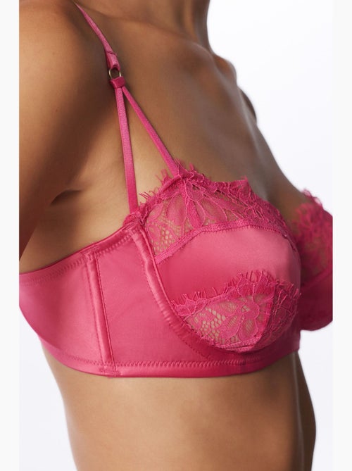 Reggiseno in raso con bordo in pizzo e ferretto penti - Kiabi Reggiseno in raso con bordo in pizzo e ferretto penti - Kiabi
