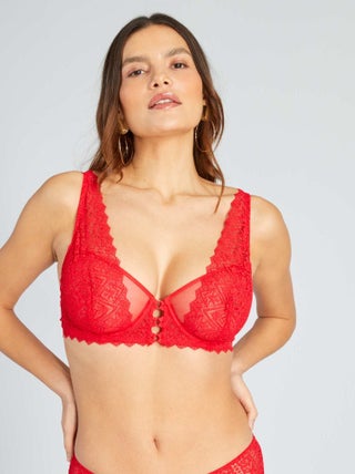 Reggiseno in tulle e pizzo con lacci
