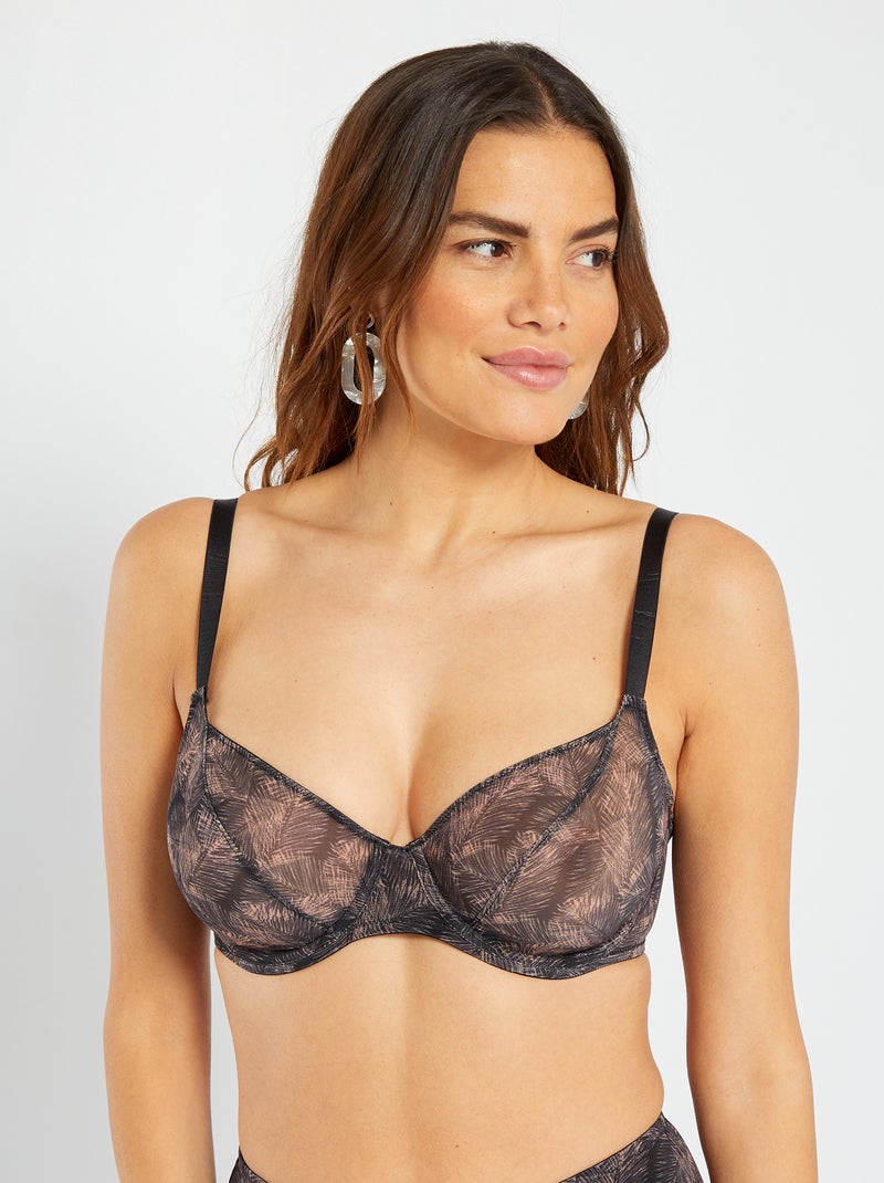 Reggiseno in tulle stampato 'Sans Complexe' NERO - Kiabi