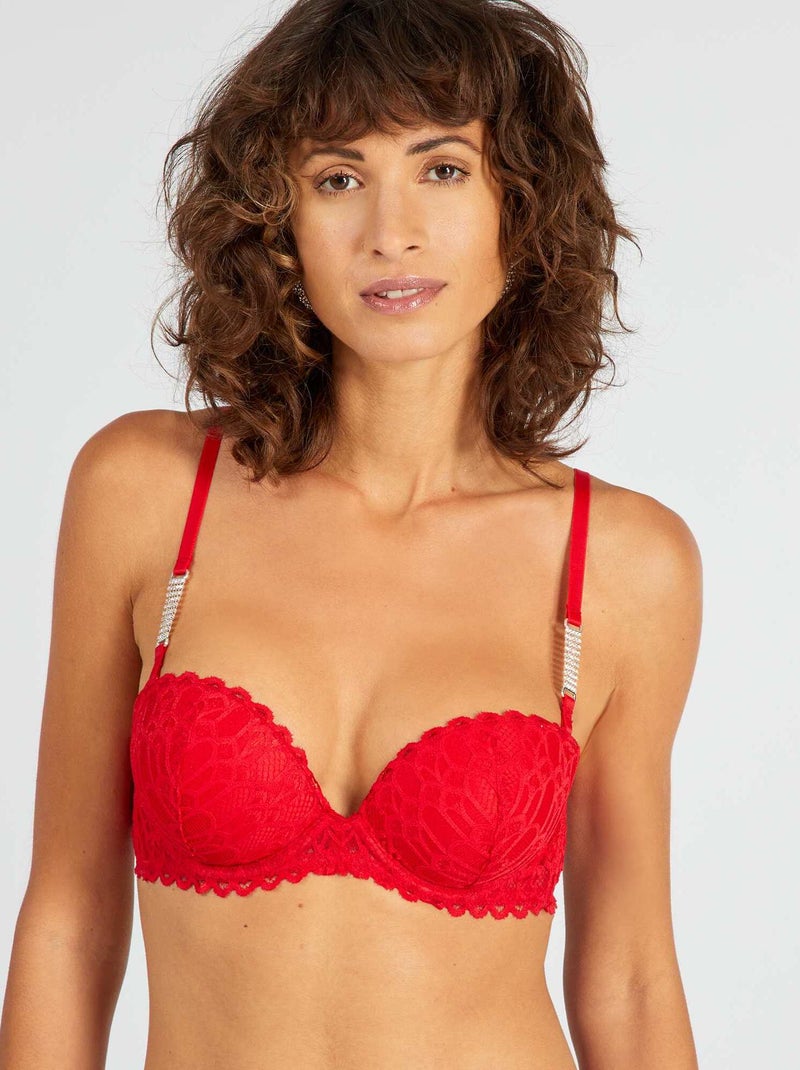 Reggiseno push-up dettagli gioielli ROSSO - Kiabi