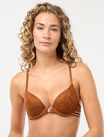 Reggiseno push-up in pizzo con schiena a vogatore