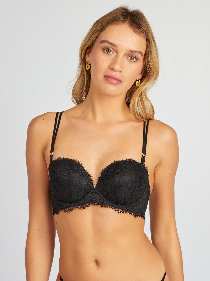 Reggiseno push-up in pizzo nero Donna Kiabi