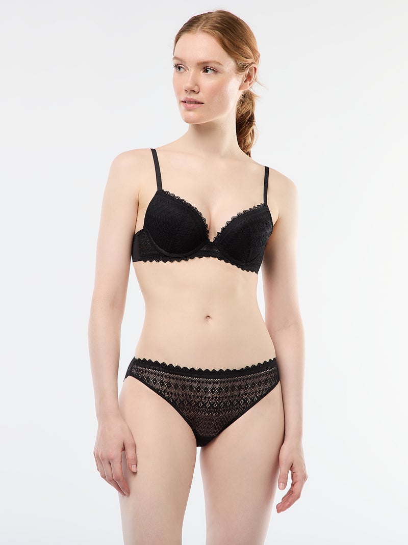 Reggiseno push-up in pizzo Nero - Kiabi