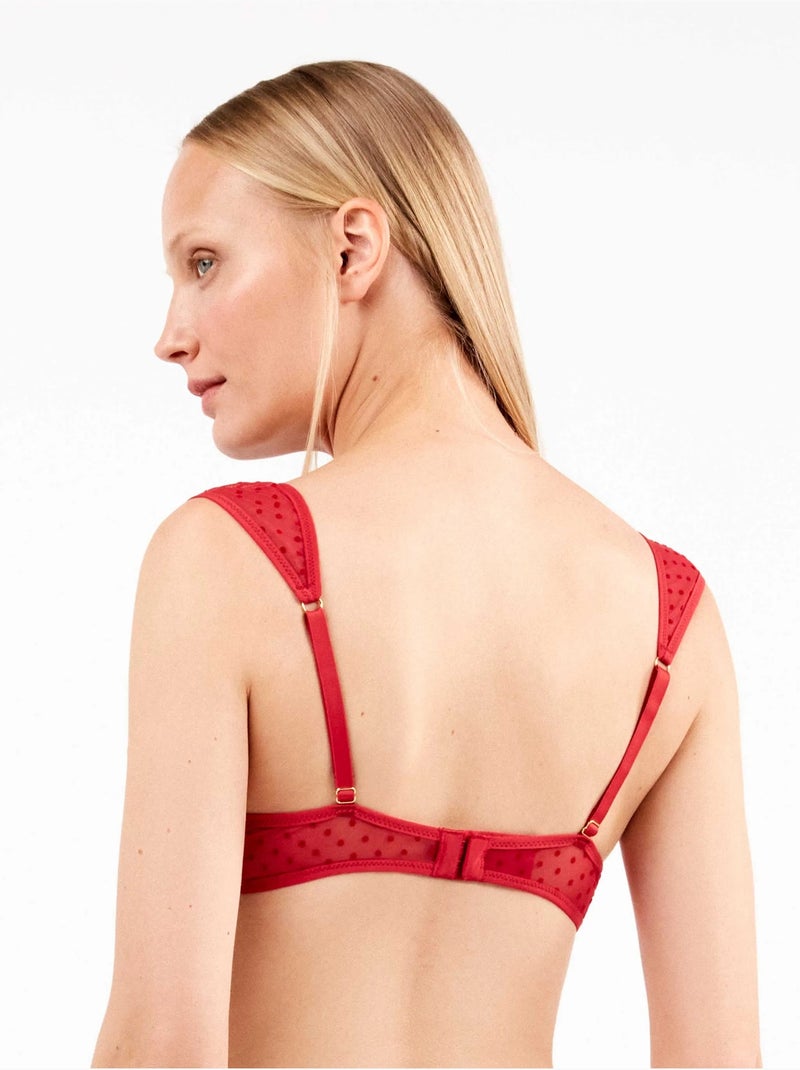 Reggiseno push up in tulle plumetis Rosso - Kiabi