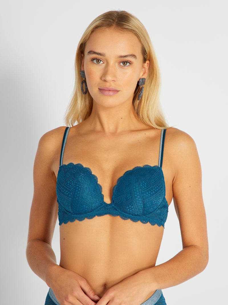 Reggiseno push-up pizzo blu scuro - Kiabi