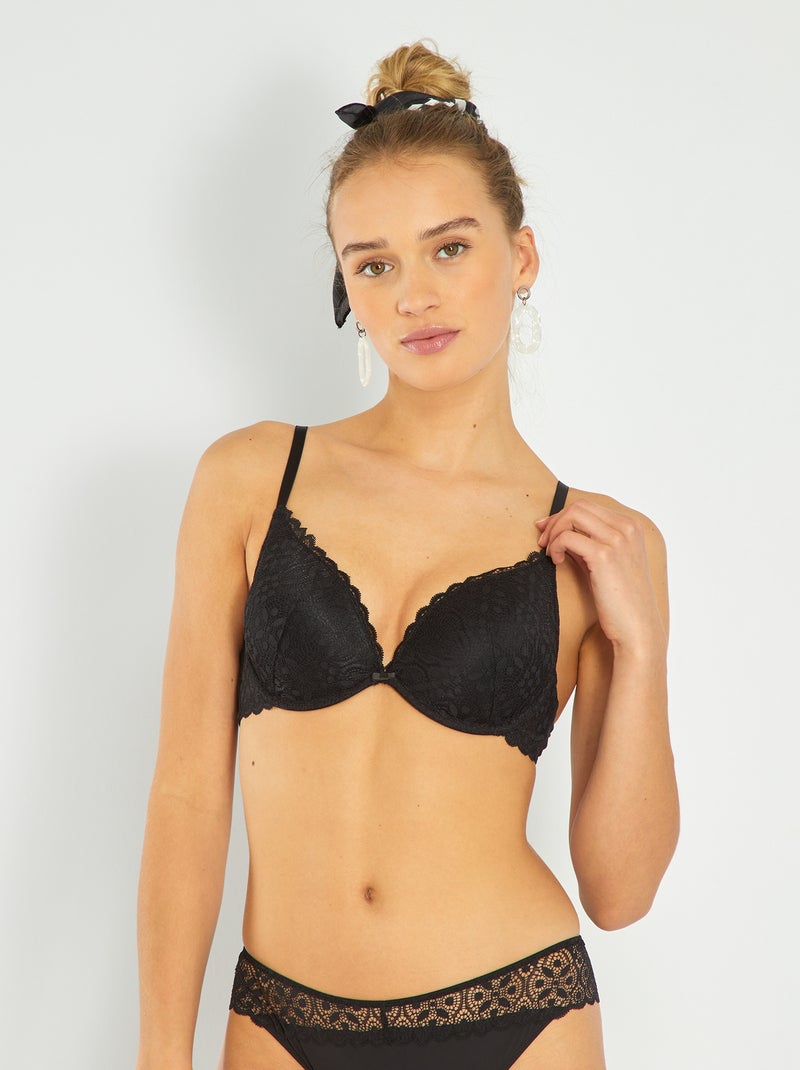 Reggiseno push-up pizzo Nero - Kiabi