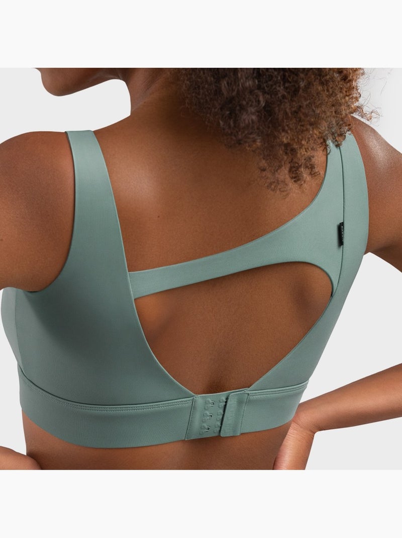 Reggiseno sportivo - supporto elevato fitness donna cross Grigio verde - Kiabi
