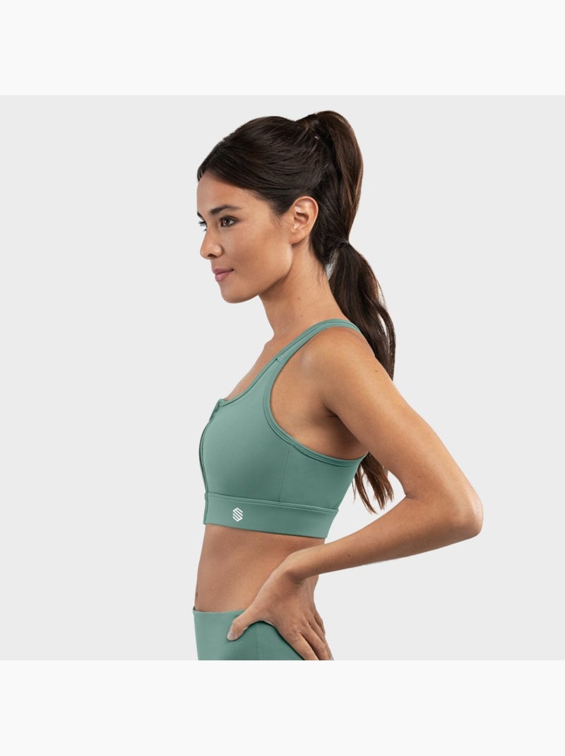 Reggiseno sportivo - supporto elevato fitness donna squat Grigio verde - Kiabi