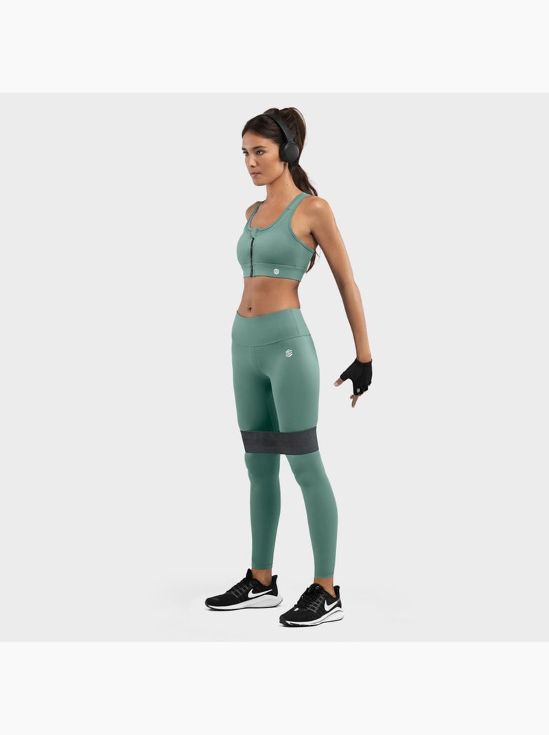 Reggiseno sportivo - supporto elevato fitness donna squat Grigio verde - Kiabi