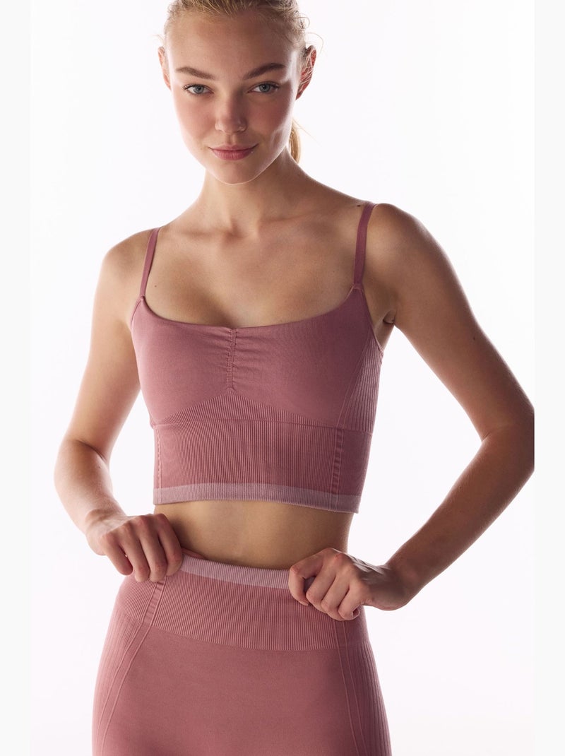 Reggiseno sportivo a righe senza cuciture penti Malva - Kiabi