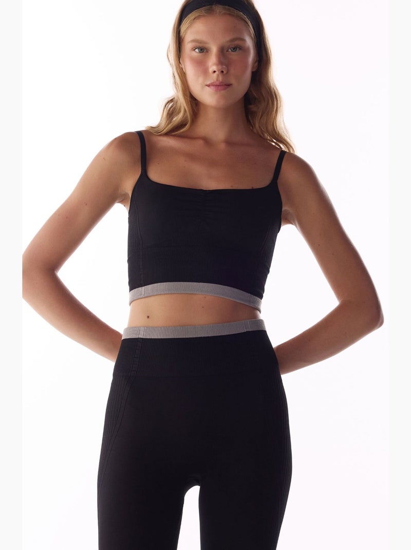 Reggiseno sportivo a righe senza cuciture penti Nero - Kiabi
