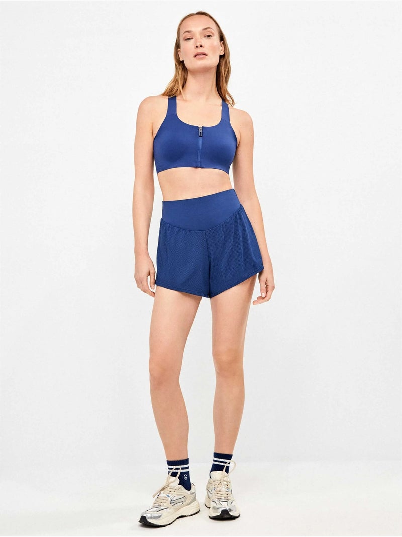 Reggiseno sportivo ad alta sostegno con cerniera frontale Blu marino - Kiabi