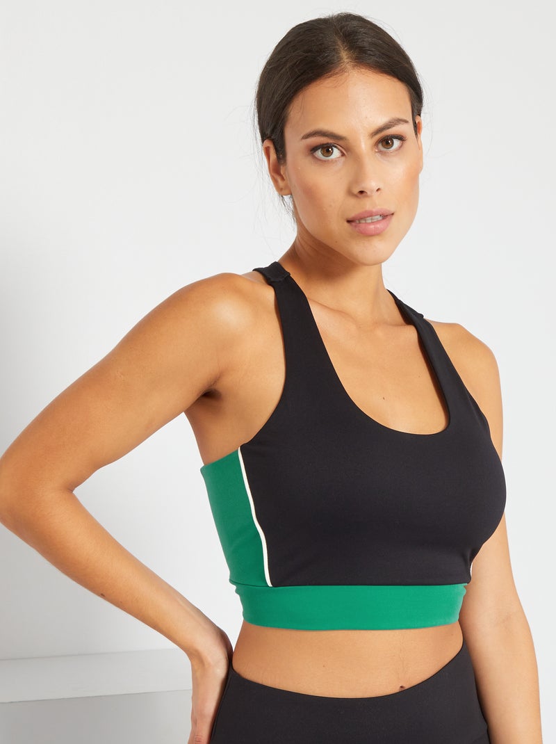 Reggiseno sportivo 'color block' NERO - Kiabi
