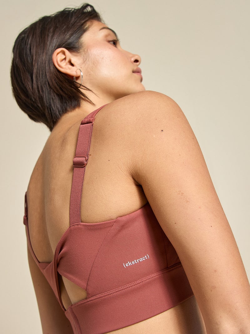 Reggiseno sportivo con effetto twist sul retro, sostegno forte - (ekstract) Marrone - Kiabi