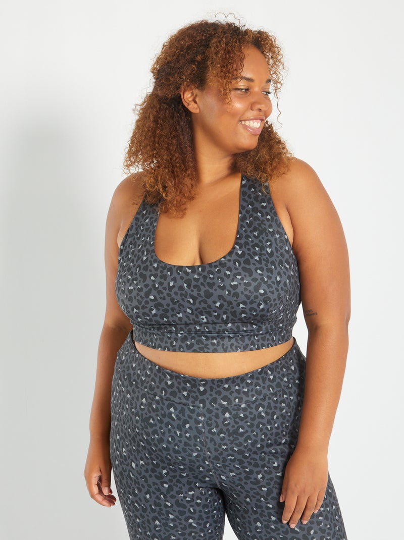 Reggiseno sportivo con stampa GRIGIO - Kiabi
