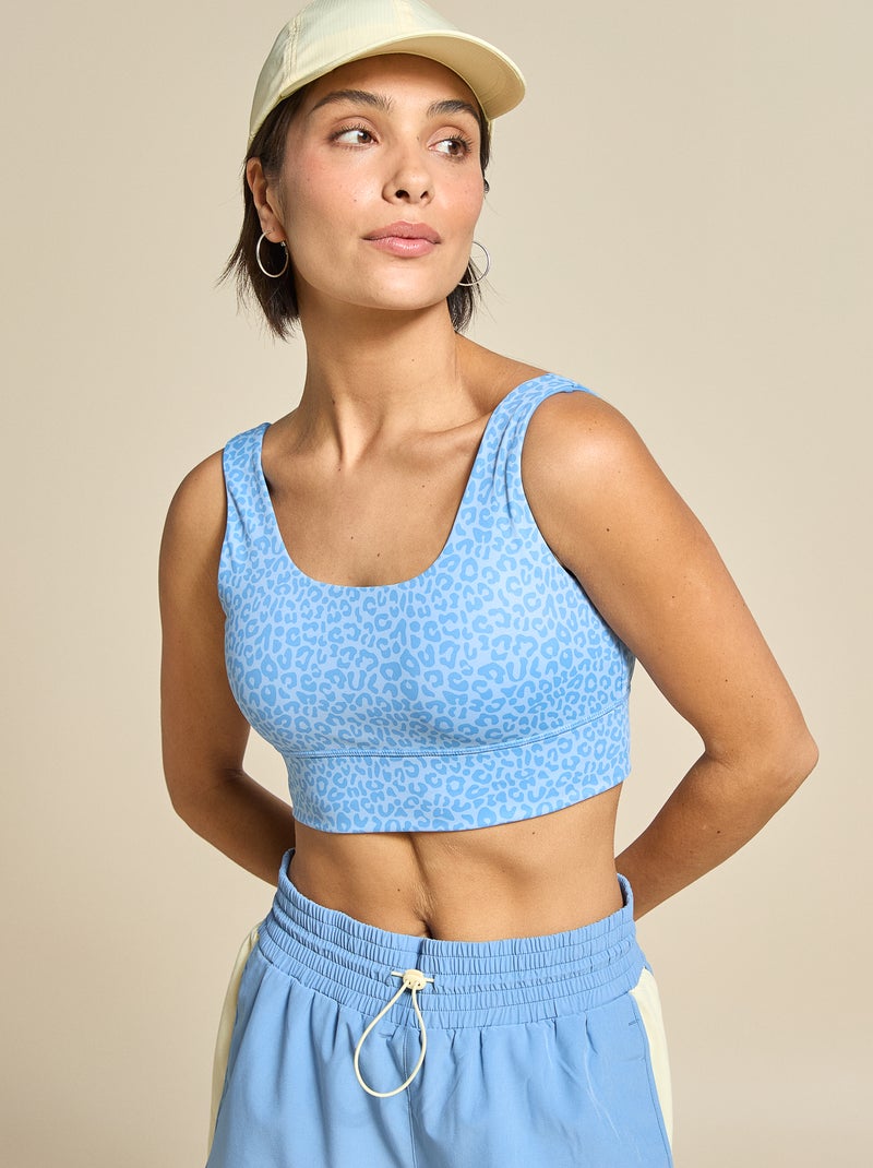 Reggiseno sportivo con stampa leopardata a sostegno leggero - (ekstract) Blu - Kiabi