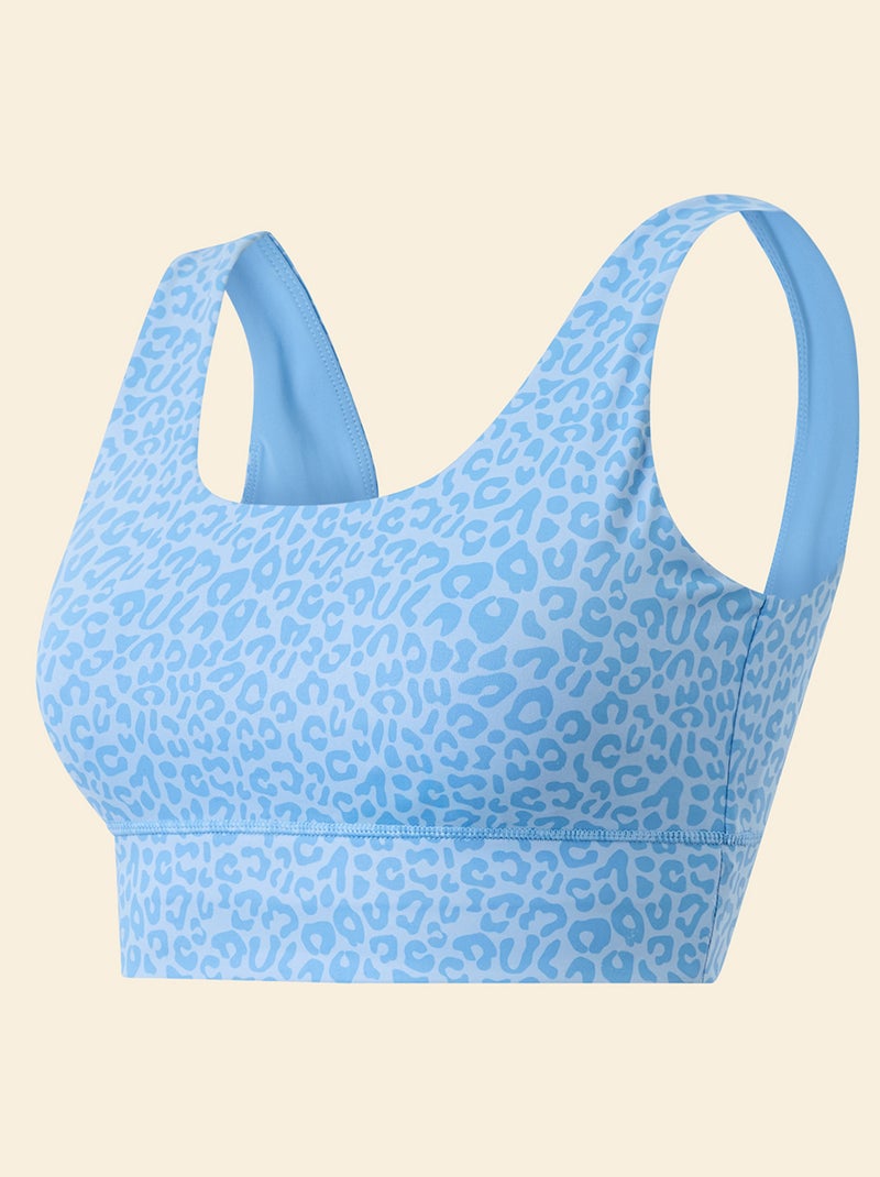 Reggiseno sportivo con stampa leopardata a sostegno leggero - (ekstract) Blu - Kiabi