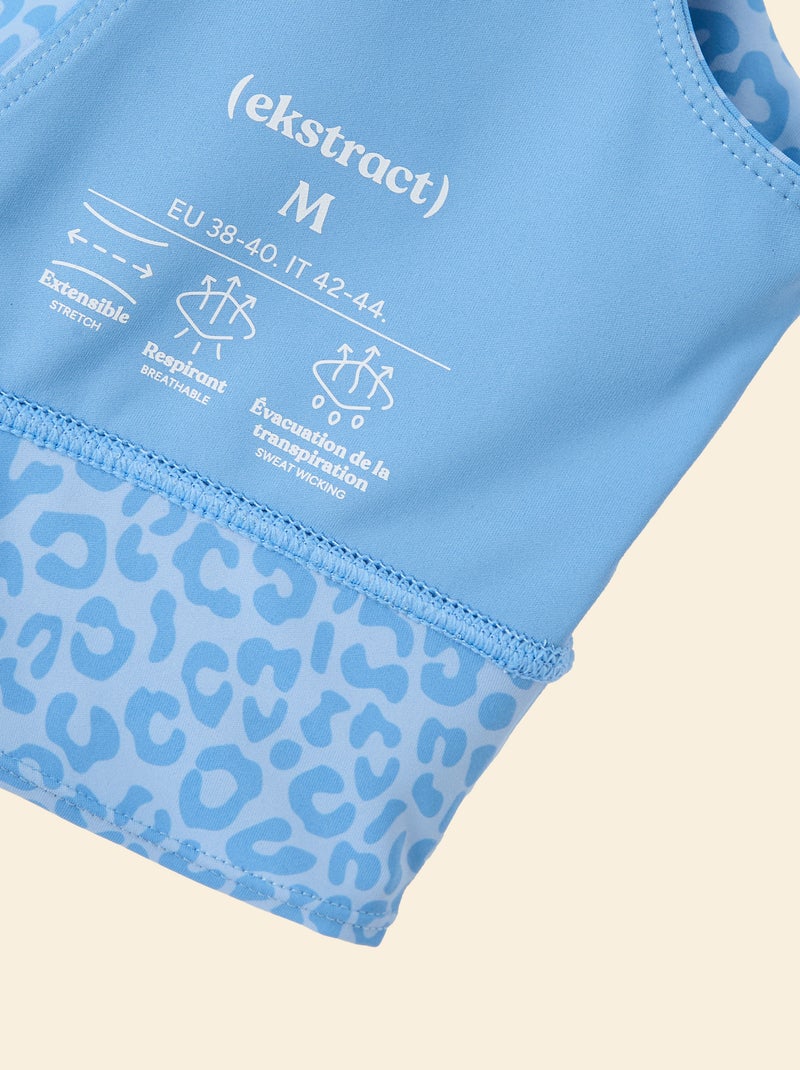 Reggiseno sportivo con stampa leopardata a sostegno leggero - (ekstract) Blu - Kiabi