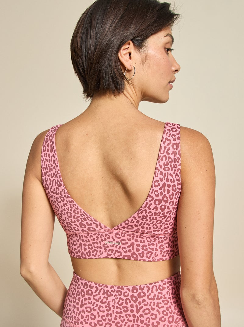 Reggiseno sportivo con stampa leopardata a sostegno leggero - (ekstract) Rosa - Kiabi