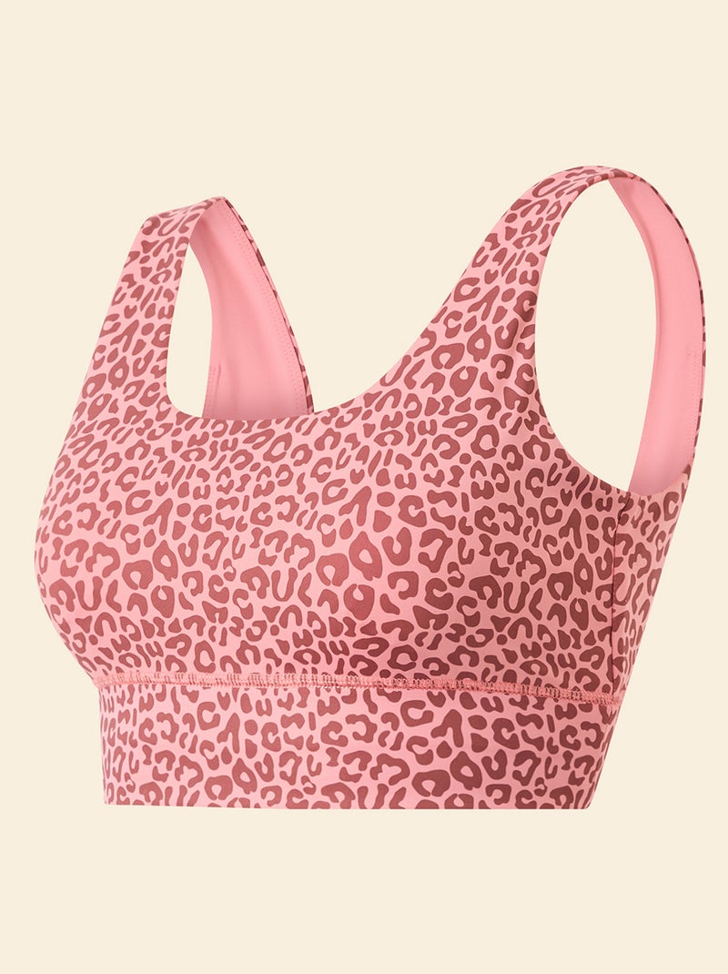 Reggiseno sportivo con stampa leopardata a sostegno leggero - (ekstract) Rosa - Kiabi