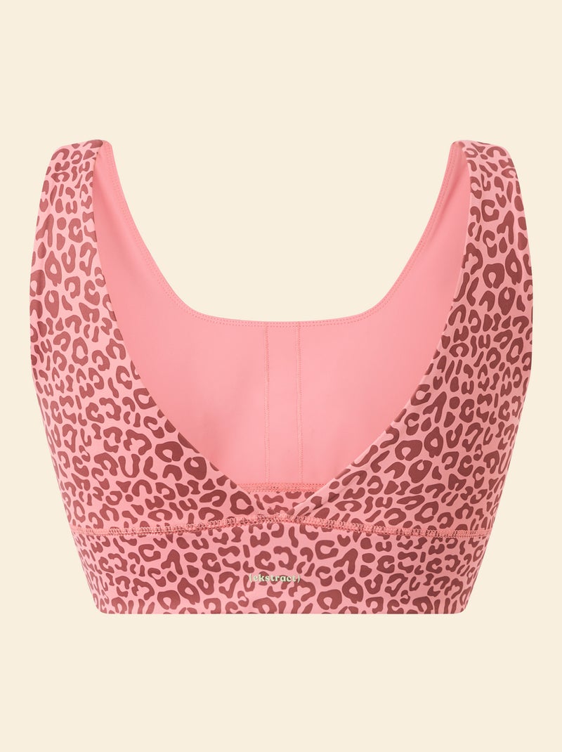 Reggiseno sportivo con stampa leopardata a sostegno leggero - (ekstract) Rosa - Kiabi