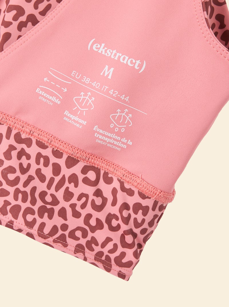 Reggiseno sportivo con stampa leopardata a sostegno leggero - (ekstract) Rosa - Kiabi