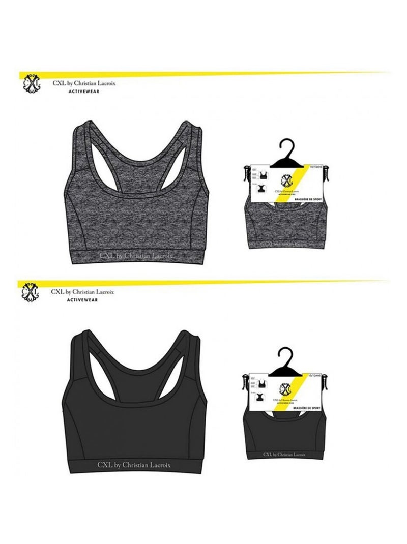 Reggiseno sportivo CXL BY LACROIX X2 - Confezione da 2 Grigio nero - Kiabi