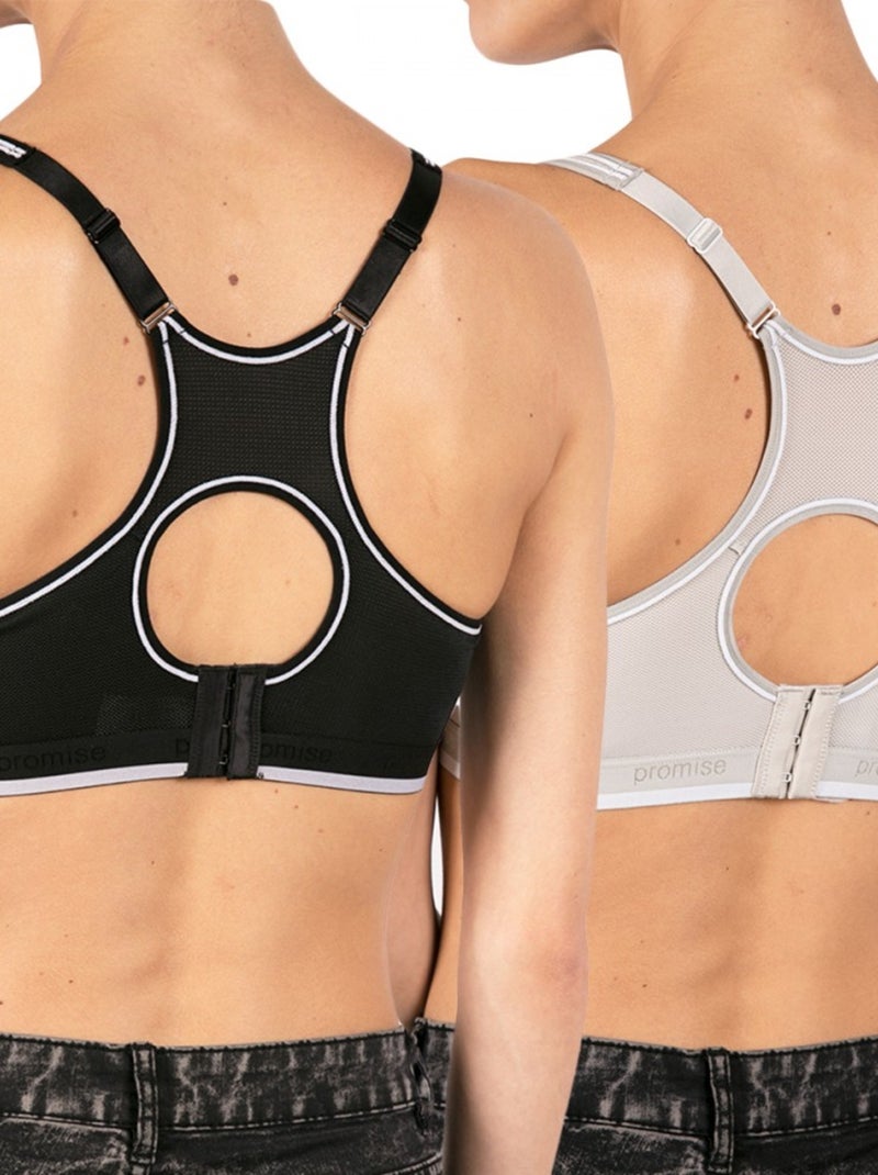 Reggiseno sportivo donna confezione da 2 Nero Grigio - Kiabi