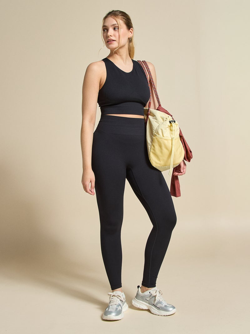 Reggiseno sportivo in rib supporto leggero - (ekstract) Nero - Kiabi