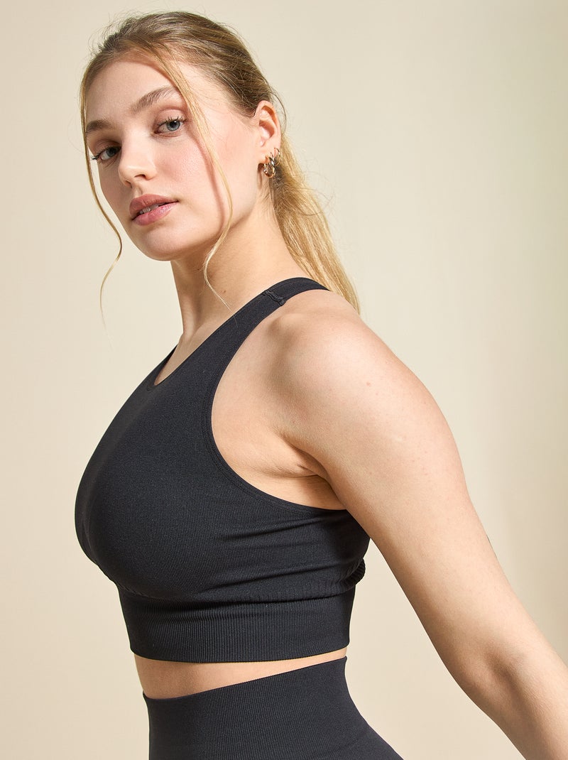 Reggiseno sportivo in rib supporto leggero - (ekstract) Nero - Kiabi