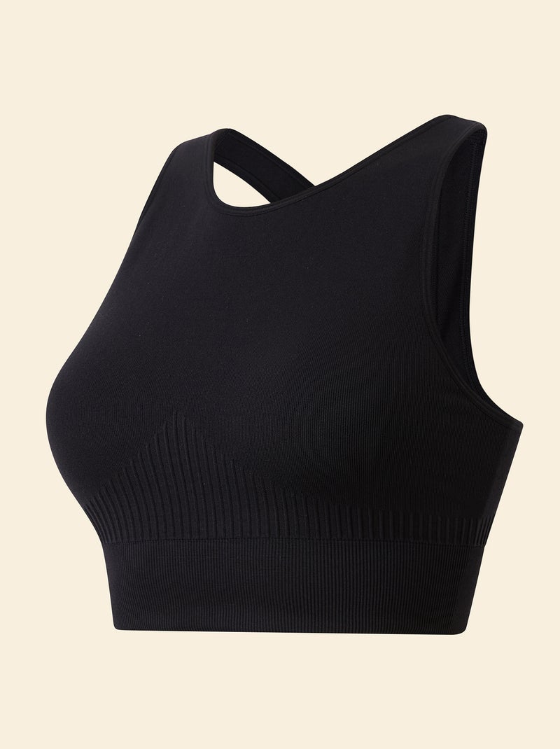 Reggiseno sportivo in rib supporto leggero - (ekstract) Nero - Kiabi