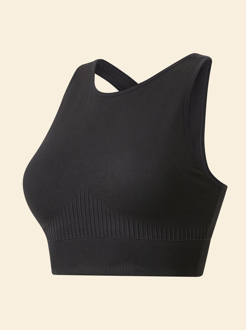 Reggiseno sportivo in rib supporto leggero - (ekstract) Nero - Kiabi