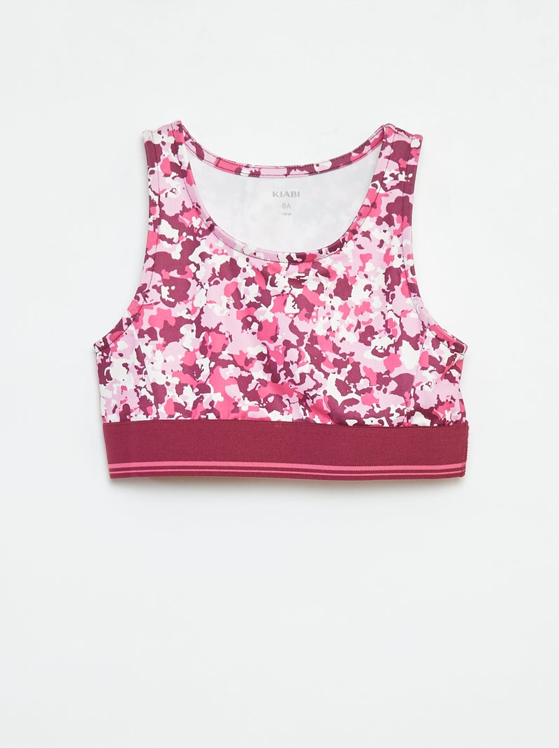 Reggiseno sportivo in tessuto stretch - Rosa - Kiabi